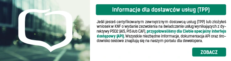 Baner - Informacje dla dostawców usług (TPP)